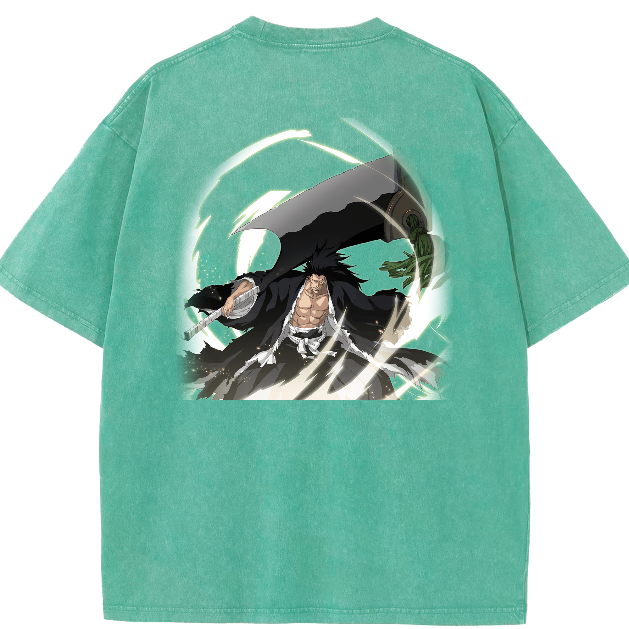 （画像用） ブリーチ ざらき けんぱち BLEACH Zaraki Kenpachi 綿100% ヴィンテージ風 半袖Tシャツ（背面プリント）